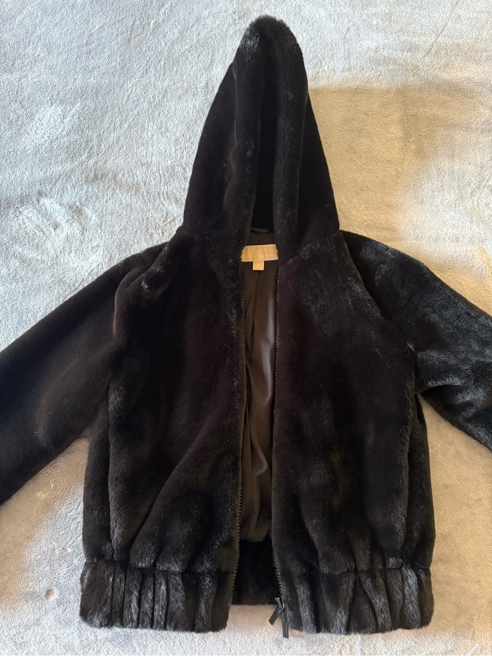 MICHAEL Michael Kors Black Faux Fur Hooded Bomber